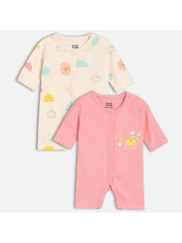 MINI KLUB - Girls Multi-Color Printed Rompers (Pack of 2)