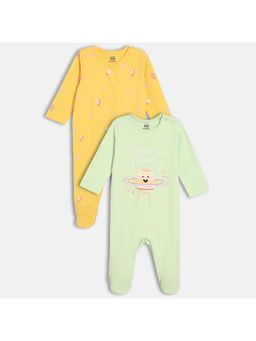 MINI KLUB - Girls Multi-Color Printed Sleepsuits (Pack of 2)