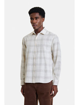 Snitch - Off White Checks Full Sleeves Regular Casual Shirt for Men