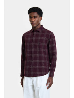 Snitch - Maroon Checks Full Sleeves Regular Casual Shirt for Men