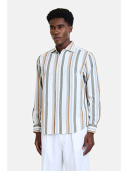 Snitch - White Stripes Full Sleeves Regular Casual Shirt for Men