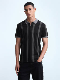 Flying Machine - Men's Vertical Striped Regular Fit Polo T-shirt