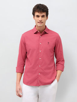 U.S. Polo Assn. Denim Co. - Men's Regular Fit Solid Shirt-Pink