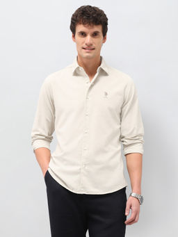 U.S. Polo Assn. Denim Co. - Men's Regular Fit Solid Shirt-Beige