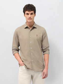 U.S. Polo Assn. Denim Co. - Men's Dobby Solid Shirt-Beige