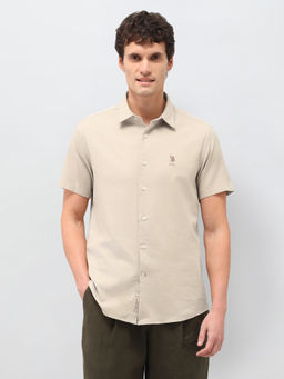 U.S. Polo Assn. Denim Co. - Men's Dobby Solid Shirt-Khaki