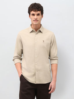 U.S. Polo Assn. Denim Co. - Men's Dobby Solid Shirt-Cream