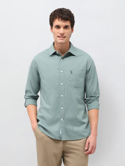 U.S. POLO ASSN. - Men's Twill Solid Shirt-Green