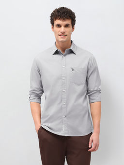 U.S. POLO ASSN. - Men's Twill Solid Shirt-Grey