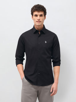 U.S. POLO ASSN. - Men's Twill Solid Shirt-Black