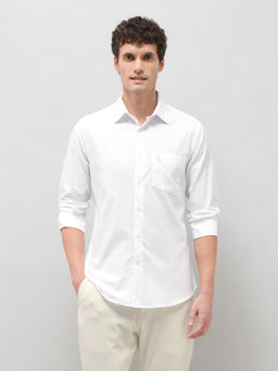 U.S. POLO ASSN. - Men's Solid Vertical Striped Dobby Shirt-White