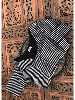 Palash - Black Chanderi Stitched Blouse with Silver Gota