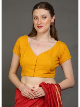 Palash - Mustard Cotton Slub Stitched Blouse