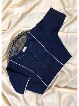 Palash - Navy Blue Handloom Cotton Stitched Blouse