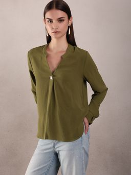 VERO MODA - Women Green Polyester Top