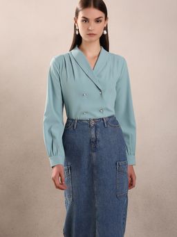 VERO MODA - Women Blue Polyester Top