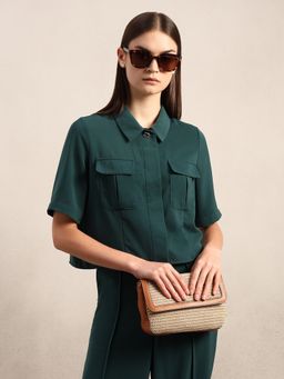 VERO MODA - Women Green Polyester Shirt