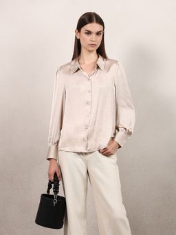 VERO MODA - Women Beige Polyester Shirt