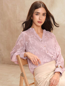 U.S. POLO ASSN. - Women Pink Polyester Self Design Shirt