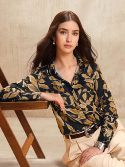 U.S. POLO ASSN. - Women Black Polyester Printed Shirt