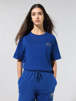 U.S. POLO ASSN. - Women Blue Cotton Solid T-Shirt