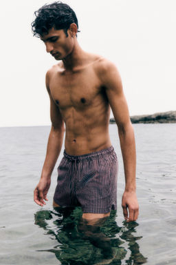 H&M - Men Purple Seersucker Swim Shorts
