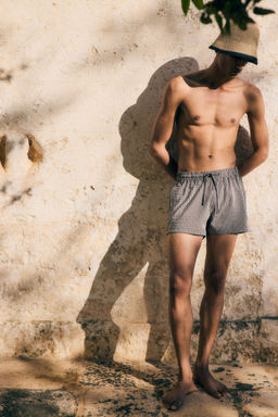 H&M - Men Grey Seersucker Swim Shorts