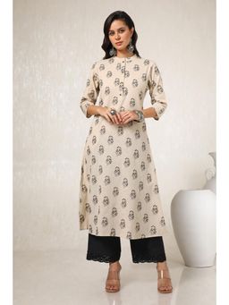 Soch - Womens Beige Cotton Flex Print Kurta