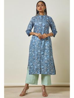 Soch - Womens Blue Floral Print Kurta