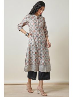 Soch - Womens Beige Rayon Abstract Print Kurta