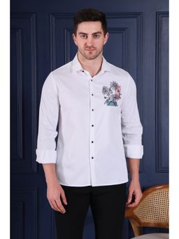 Pier seven - Men Premium Slim-Fit Cotton Blend Shirt - White