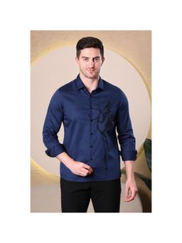 Pier seven - Men Men Premium Slim Fit Cotton Shirt - Navy Blue