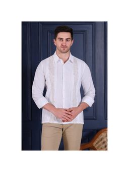Pier seven - Men Premium Embroidered Casual Shirt - White