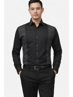 Pier seven - Men Premium Jaquard Printed Party Shirt - Black