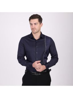 Pier seven - Men Cotton Blended Mix n Match Slim Fit Shirt - Navy Blue