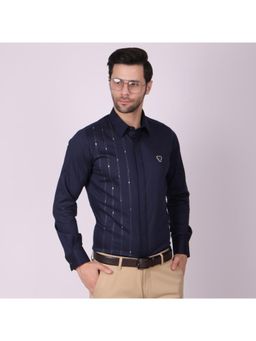 Pier seven - Men Signature Cotton Slim Fit Shirt - Navy Blue