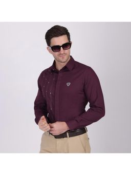 Pier seven - Men Signature Cotton Slim Fit Shirt - Maroon