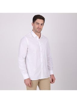 Pier seven - Men Ethnic Cotton Slim Fit Shirt - White