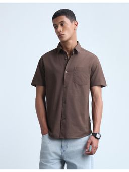 Flying Machine - Men Solid Regular Fit Shirt - Brown