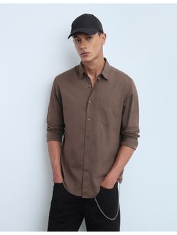 Flying Machine - Men Solid Regular Fit Shirt - Brown