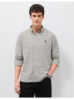 U.S. Polo Assn. Denim Co. - Men Grid Tattersall Checks Dobby Shirt - Beige