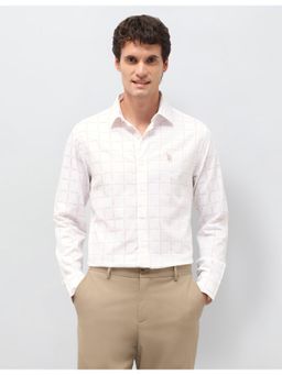 U.S. POLO ASSN. - Men Windowpane Checks Satin Shirt - White