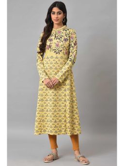 W - Yellow Floral Winter Kurta