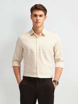 Arrow - Yellow Manhattan Slim Fit Checked Full Sleeves Shirt