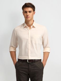 Arrow - Beige Manhattan Slim Fit Self Design Shirt