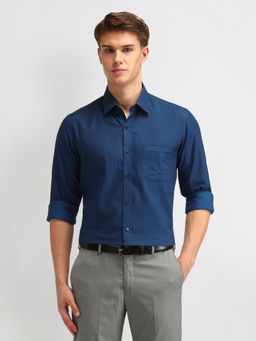 Arrow - Navy Blue Manhattan Slim Fit Self Design Shirt
