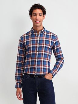 U.S. Polo Assn. Denim Co. - Navy Blue Manhattan Slim Fit Checked Shirt
