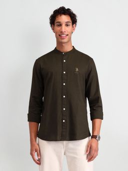 U.S. Polo Assn. Denim Co. - Dark Green Manhattan Slim Fit Solid Shirt