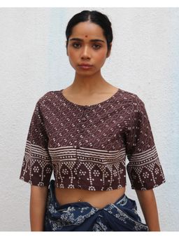 Chidiyaa - Paakhi Caramel Crush Hand Block Printed Cotton Stitched Blouse