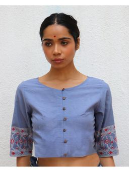 Chidiyaa - Paakhi Petals In Fall Hand Block Printed Cotton Stitched Blouse